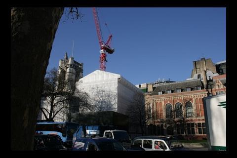 Kier crane on Parliament Square